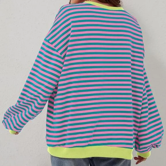 Oversized Striped Neon Sweater - Picture 8 of 14